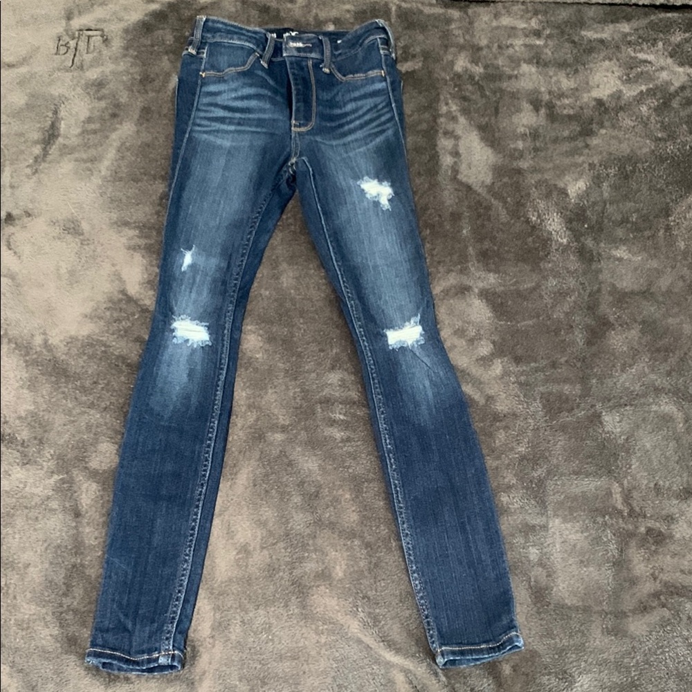 Hollister Skinny Blue Jeans with Vintage Distressing